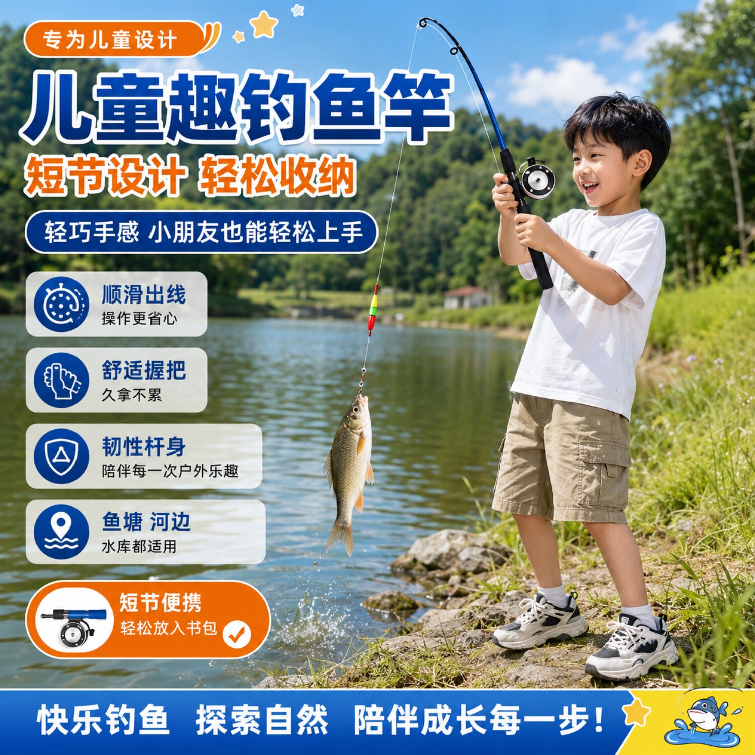 儿童钓鱼竿亲子全套伸缩垂钓杆超轻小物竿钓龙虾鳑鲏溪流竿带渔轮