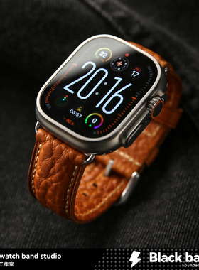 适用s11苹果手表ultra3意大利appleS10真皮s7表带s8/s9复古iwatch