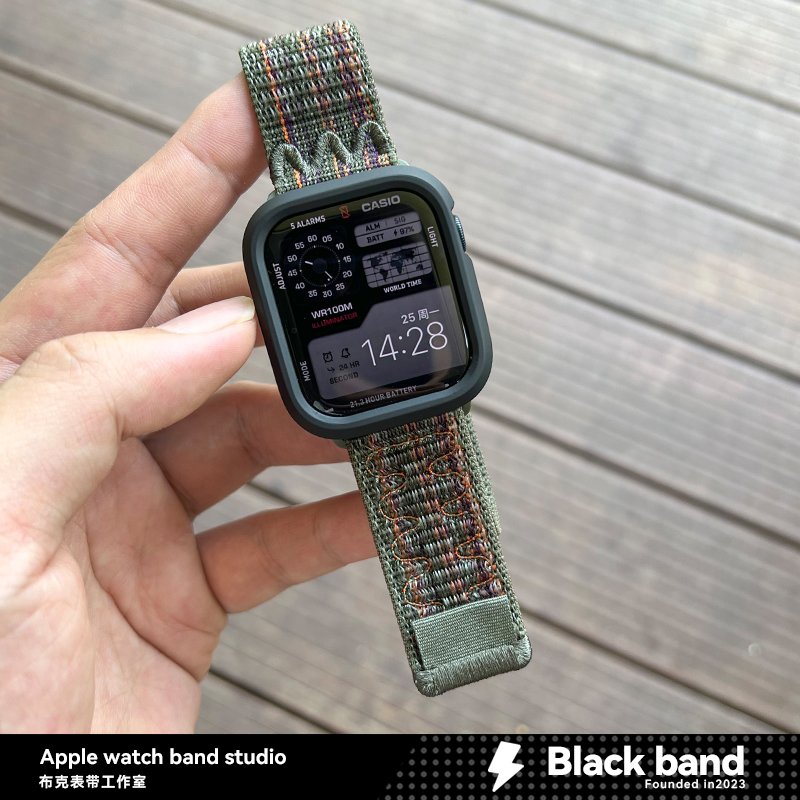适用于s10苹果手表ultra2尼龙回环iwatch编织applewatch表带s9壳8