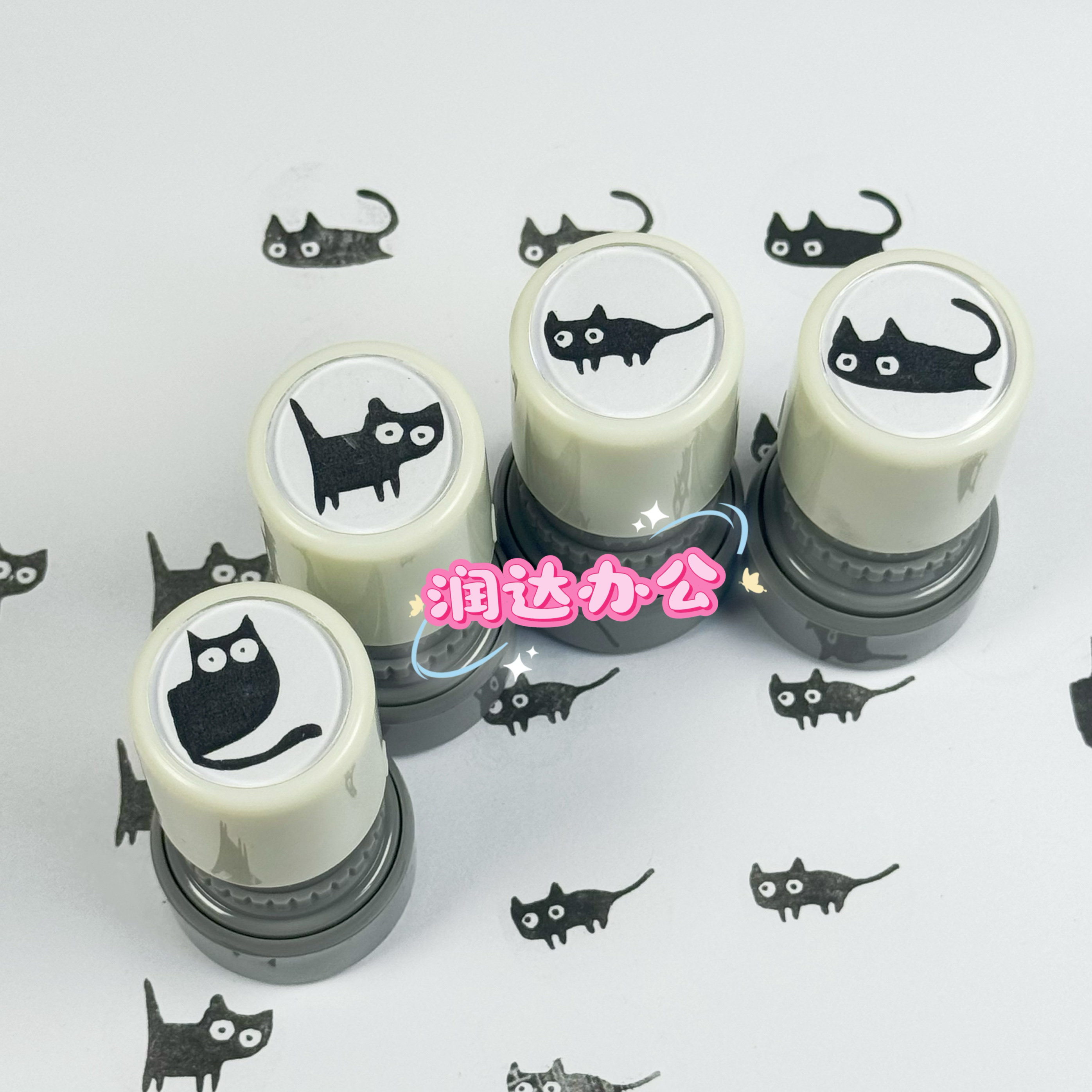 韩国可爱小黑猫宕机表情恶搞光敏印章学生手账diy装饰送同学礼物