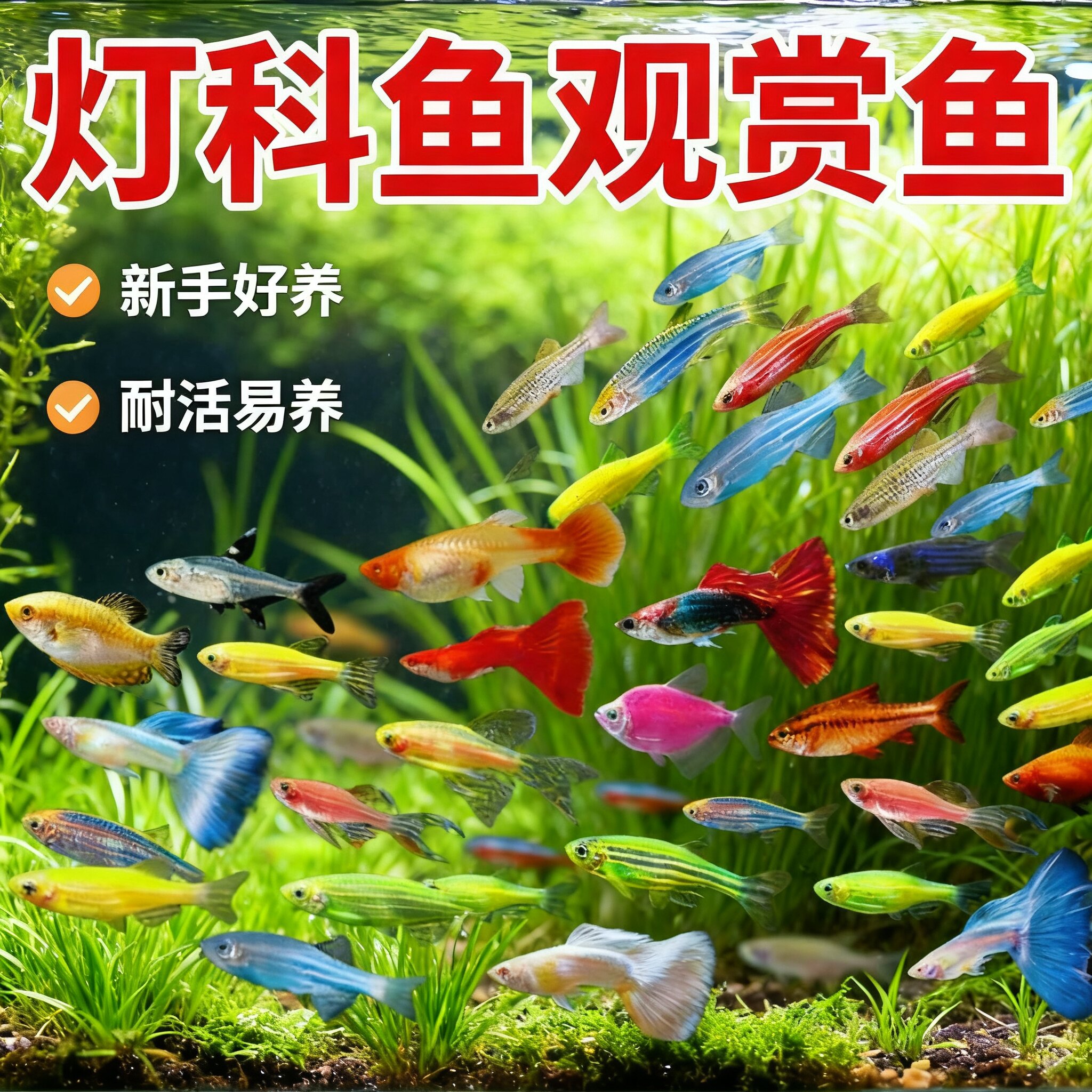 好养耐活热带观赏鱼斑马鱼孔雀鱼红绿灯鱼淡水金鱼苗小型灯科小鱼