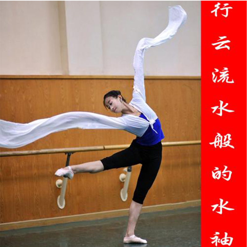 水袖舞服裝女古典驚鴻舞采薇練功服藏族水袖上衣女演出服戲曲甩袖