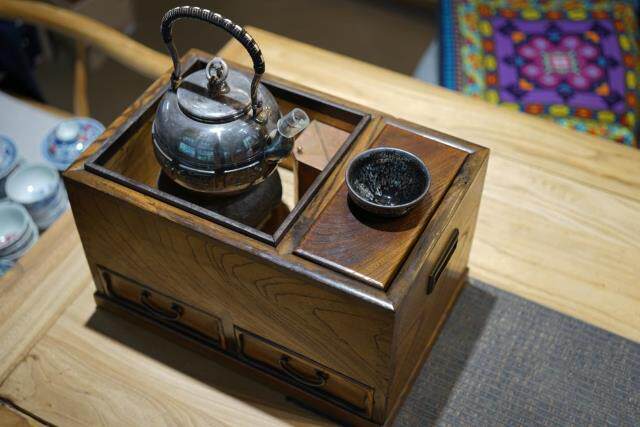 日本茶道具 关东火钵 古火钵 木风炉  昭和时期木炭烧炭火炉 小号