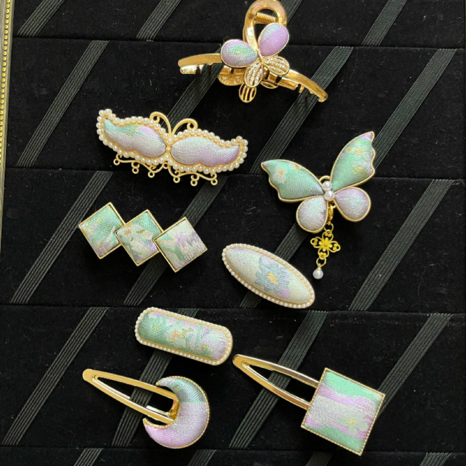 【成品】非遗宋锦发夹 弹簧夹 纯手工满分真丝新中式国风抓夹边夹,饰品/流行首饰/时尚饰品新,民族风发饰,淘宝优惠券,粉丝福利购,淘宝优惠卷