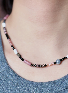 天然石粉色系百搭日常度假项链