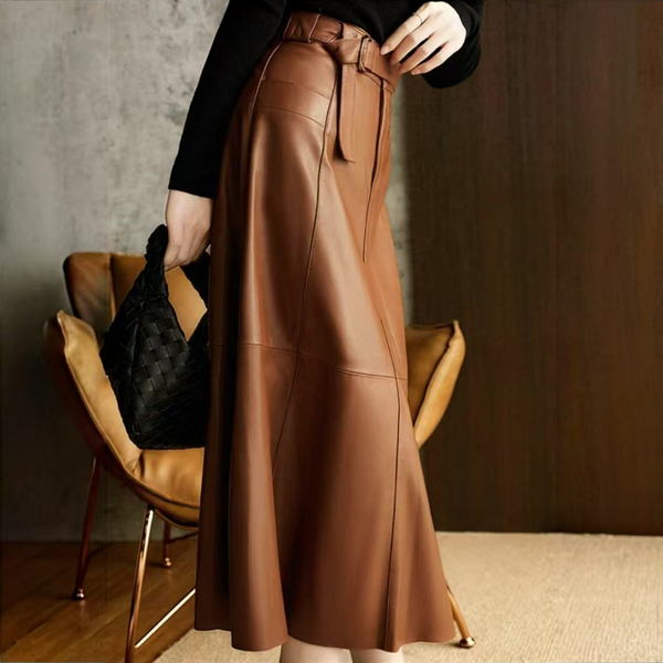 PU皮裙秋冬季 半身裙女高级感炸街复古气质半裙高腰显瘦中长a字裙