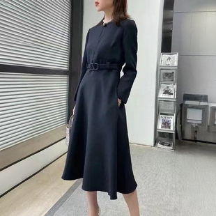 法式气质黑色连衣裙轻奢高级感收腰显瘦裙子中长款设计感大摆伞裙