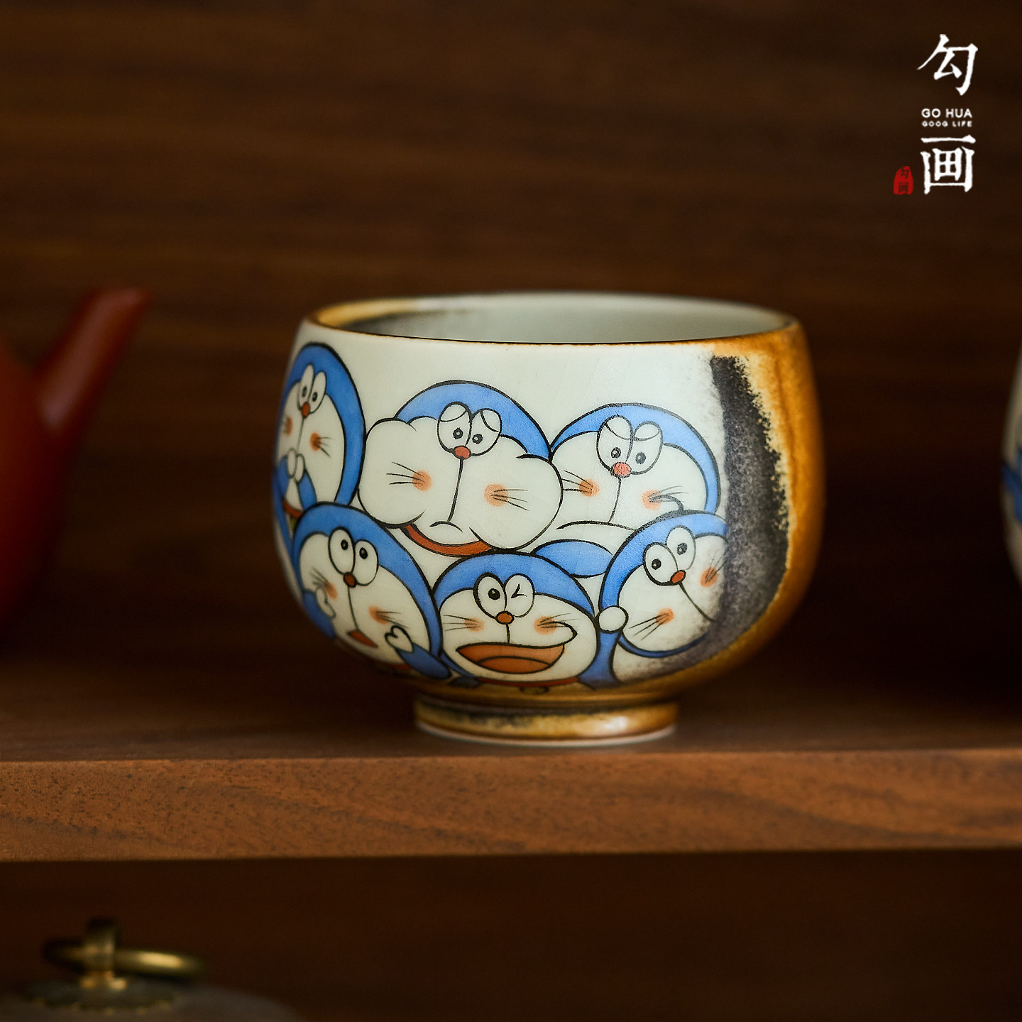 勾画茶器 景德镇手绘卡通蓝胖子禅定杯功夫茶杯大号主人杯窑变杯,餐饮具,茶杯,淘宝优惠券,粉丝福利购,淘宝优惠卷