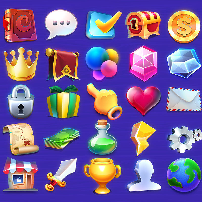 可爱游戏手游ui界面武器道具原画图标icon设计素材psd源文件png