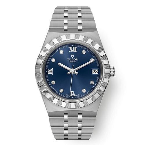帝舵TUDOR瑞士手表皇家系列女款腕表日历34mm钢带蓝盘M28400-0007