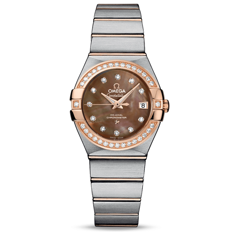 欧米茄星座间金镶钻自动机械手表女123.25.27.20.57.001