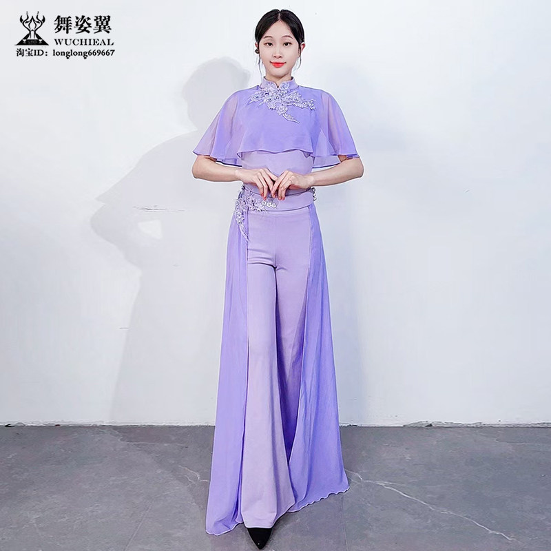 舞姿翼形体服上衣裤子飘纱三件套