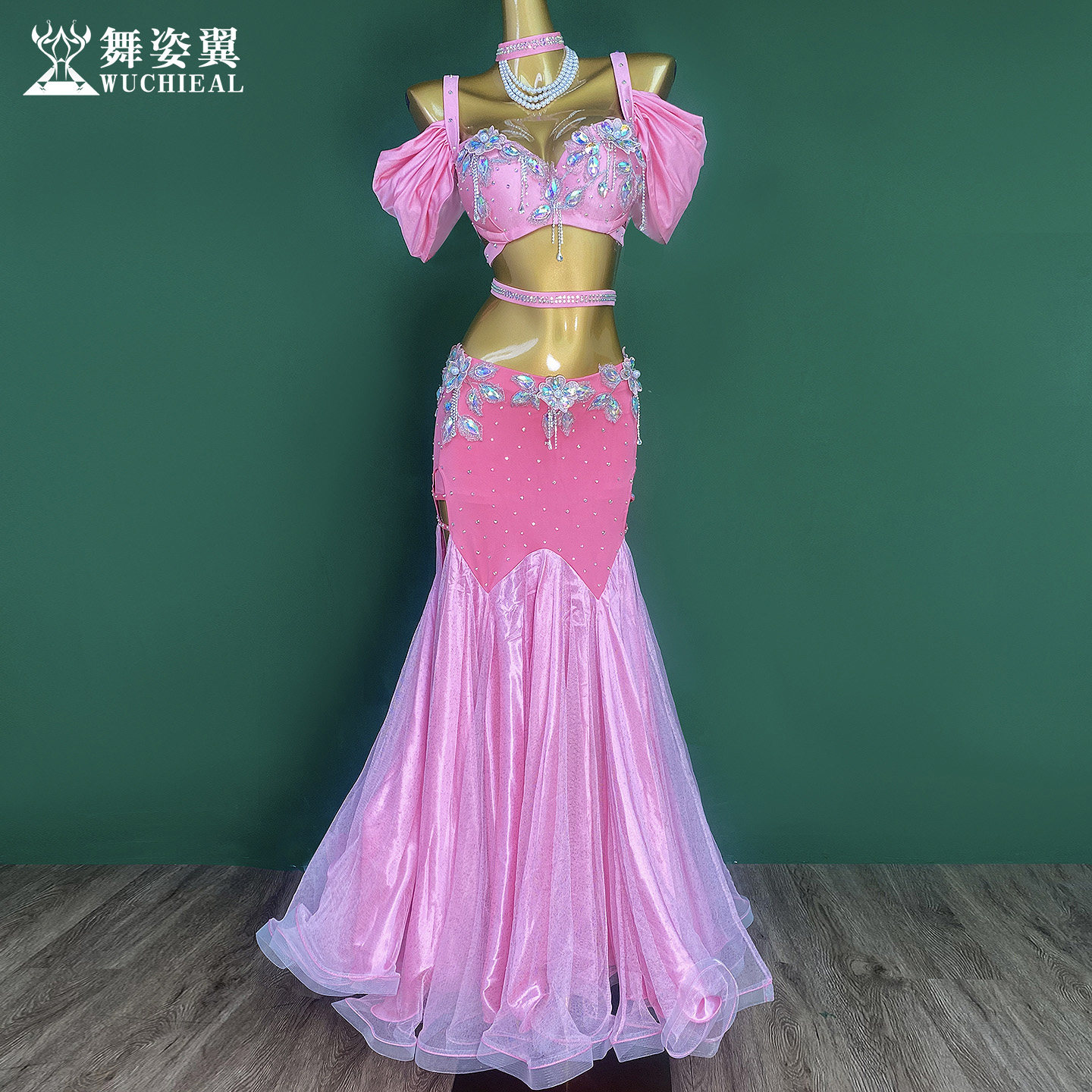 肚皮舞表演服舞姿翼文胸鱼尾长裙