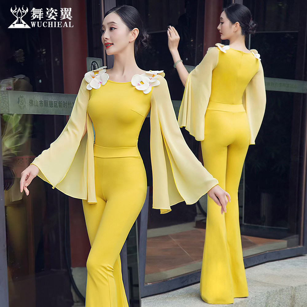 舞姿翼形体服罗马棉雪纺飘袖套装