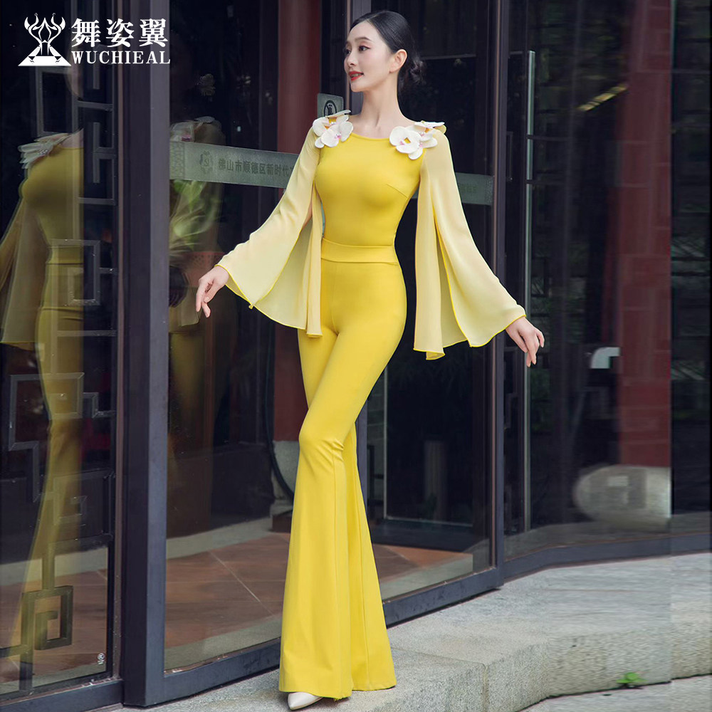 舞姿翼形体服罗马棉雪纺飘袖套装