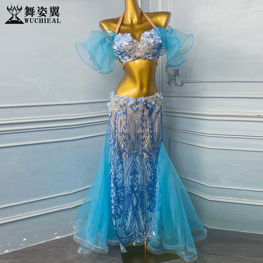 舞姿翼演出服重工烫钻鱼尾裙套装