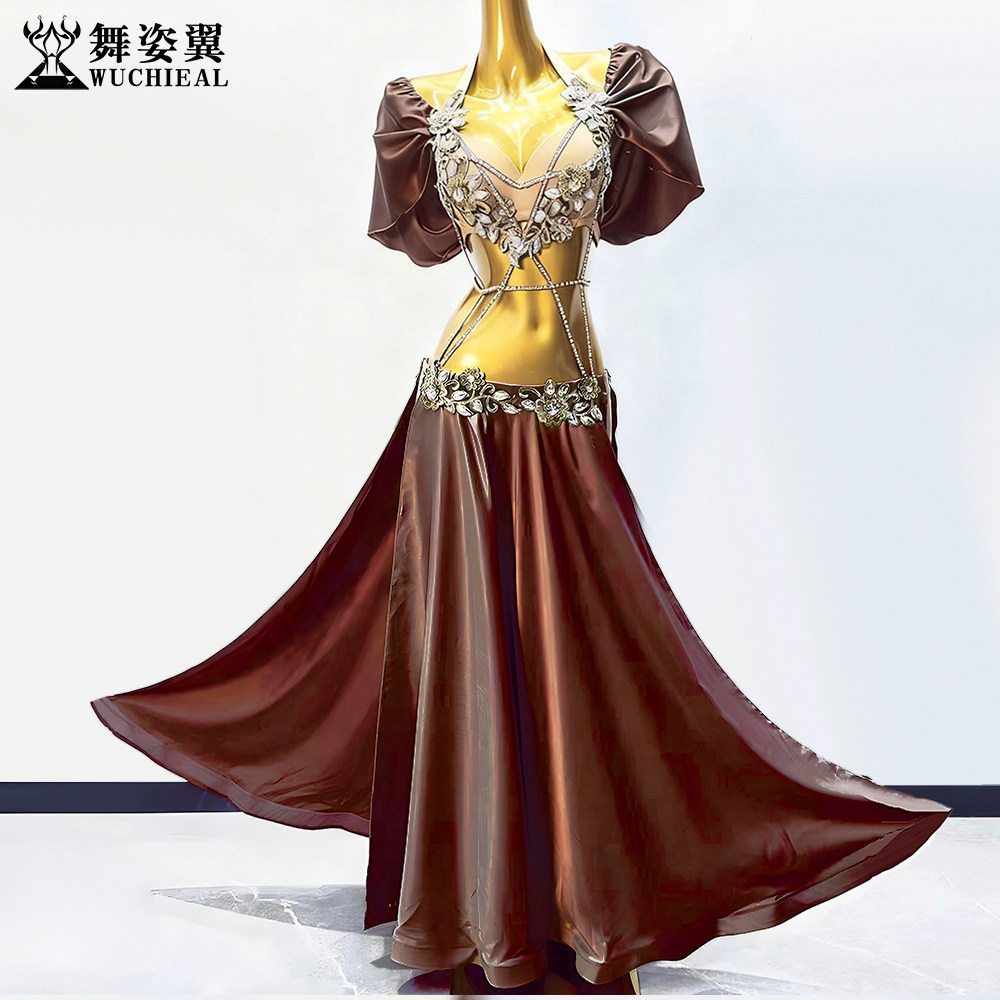 舞姿翼表演服双开叉大摆裙套装