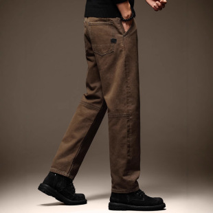男秋冬重磅纯棉耐磨潮牌宽松休闲直筒裤 裤 男 复古锥形工装 高端美式