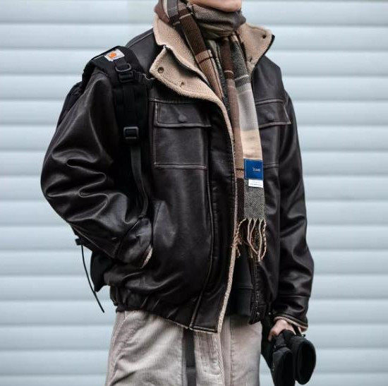 美式复古立领PU皮棉衣男潮牌美拉德棕色加厚保暖羊羔毛棉服外套潮