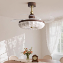 法式 复古中古风隐形风扇灯宋代美学卧室吊扇灯餐厅灯电扇一体灯