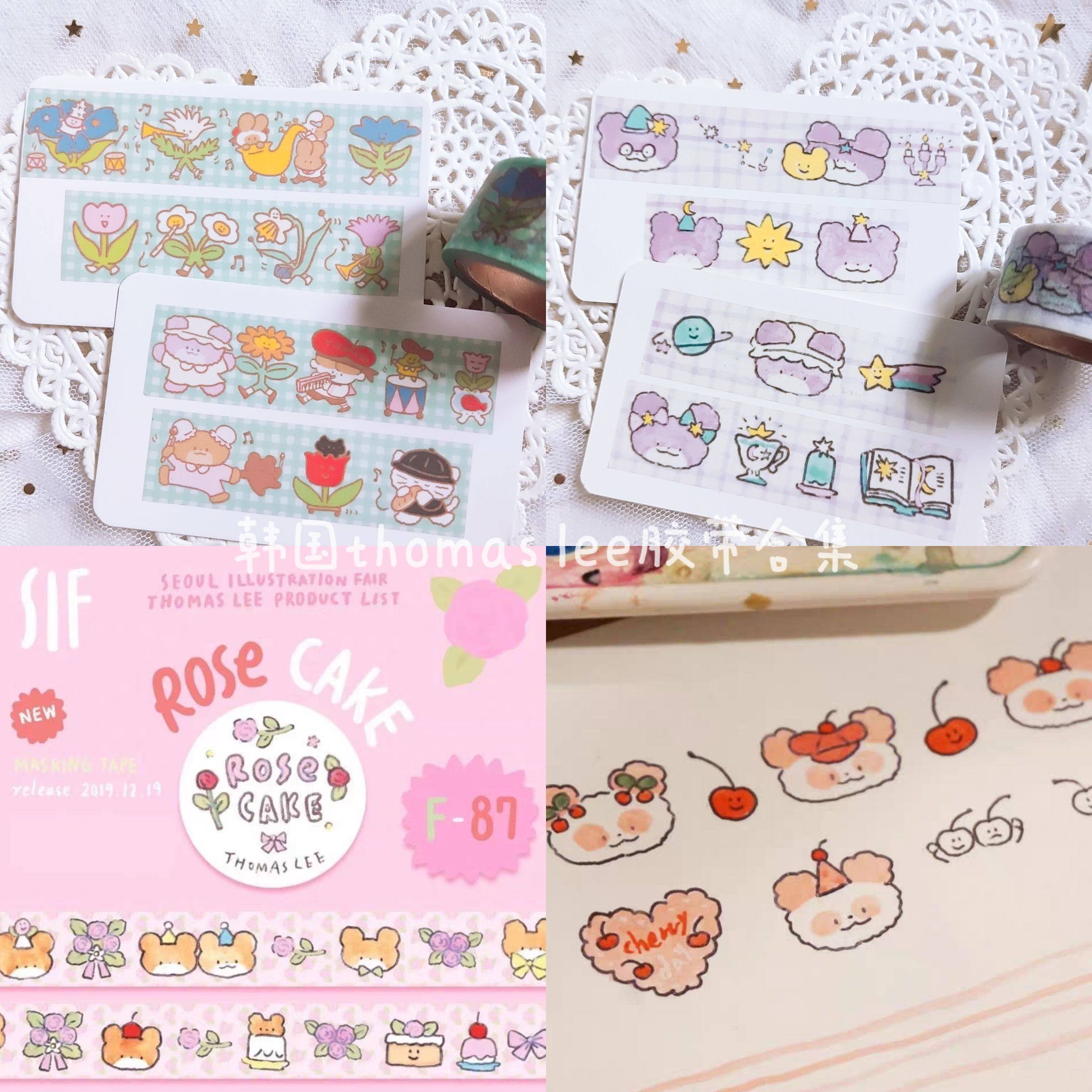 【分装】韩国thomas lee薄荷格纹樱桃蛋糕玫瑰小熊可爱和纸胶带