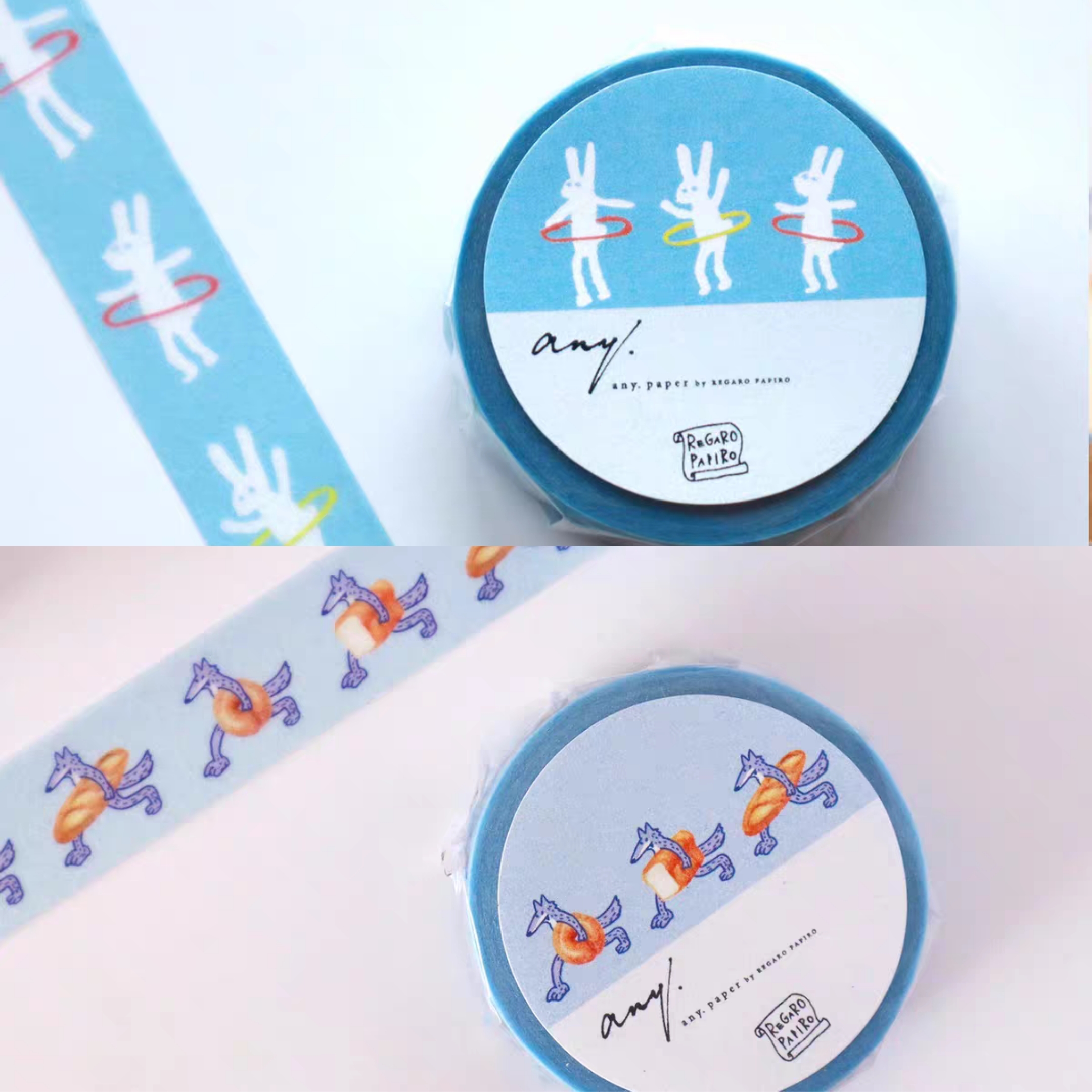 【分装】日本any-regaropapiro呼啦圈兔子面包狐狸和纸胶带mt承制