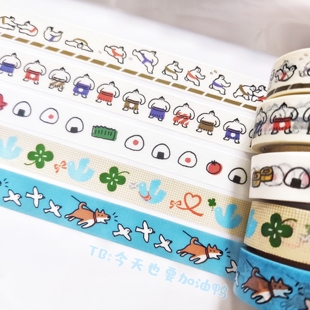 【分装】日本 古川纸工十周年限定可爱饭团柴犬相扑手 和纸胶带