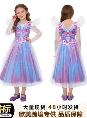 跨境W魔法坏女巫cos服Glinda格琳同款紫色蓬蓬裙cosplay派对表演X