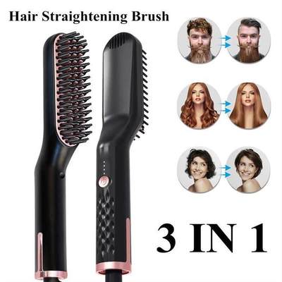 Professional Hair Straightener Brush Electric Black Beard Ho