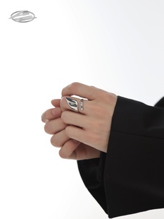 ARGUE AE小众不规则金属曲线双层设计感戒指无性别朋克关节开口戒