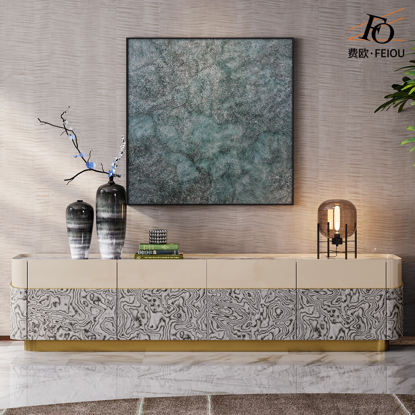 意式轻奢电视柜豪宅大平层客厅定制后现代高级大理石烤漆茶几组合,住宅家具,电视柜,淘宝优惠券,粉丝福利购,淘宝优惠卷