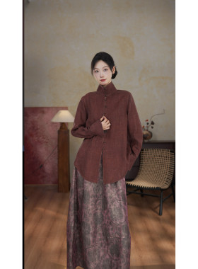 【木槿】桑蚕丝香云纱设计师款女士休闲秋季长袖衬衫20655308