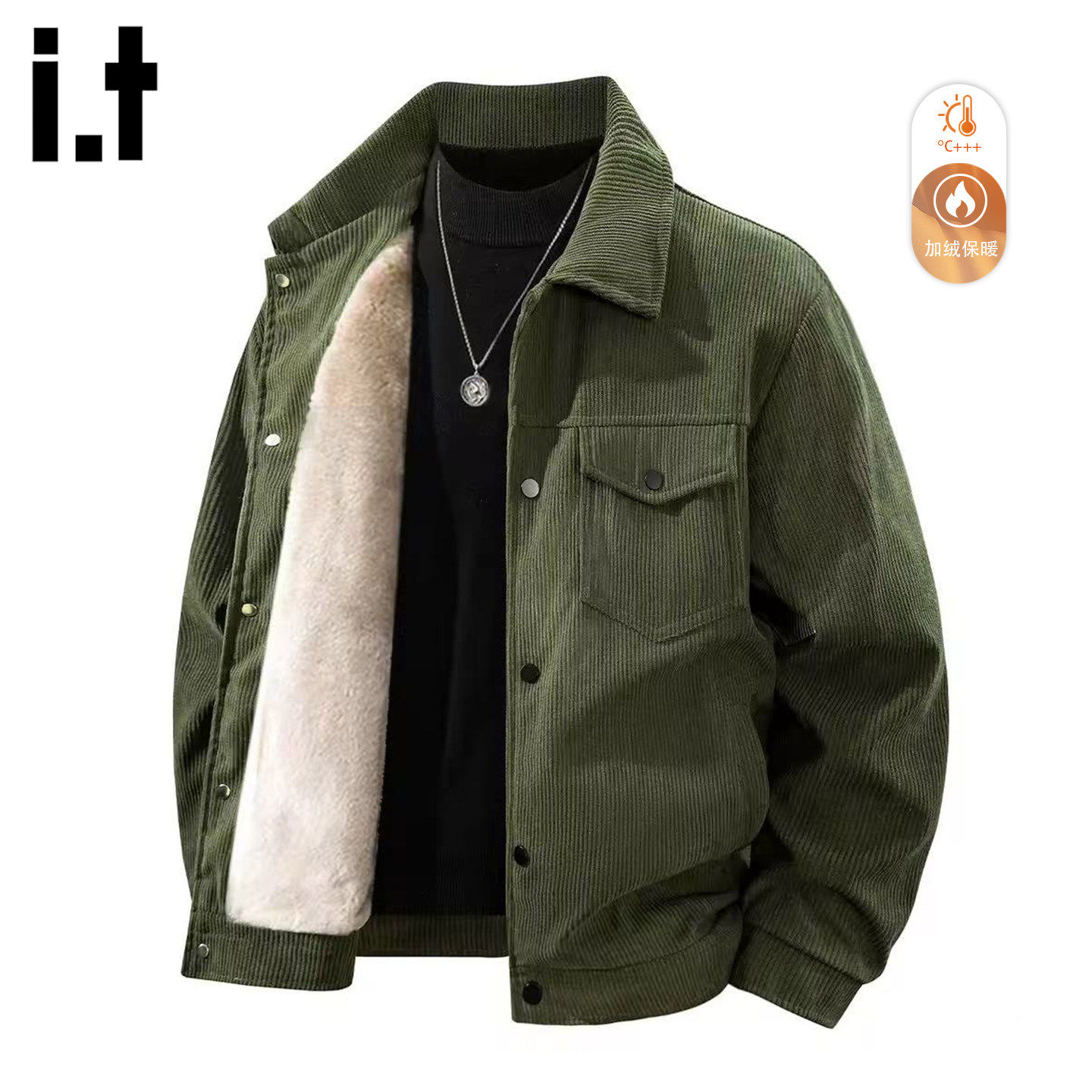 New Bcfauae NB美式翻领灯芯绒加绒加厚夹克棉衣男款冬季外套