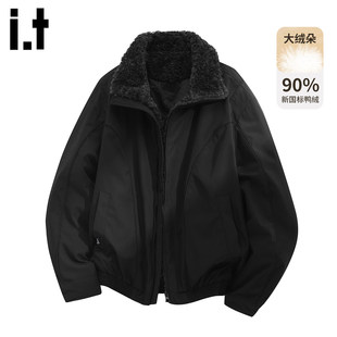 New Bcfauae NB黑色毛毛领羽绒服男款冬季加厚白鸭绒保暖外套