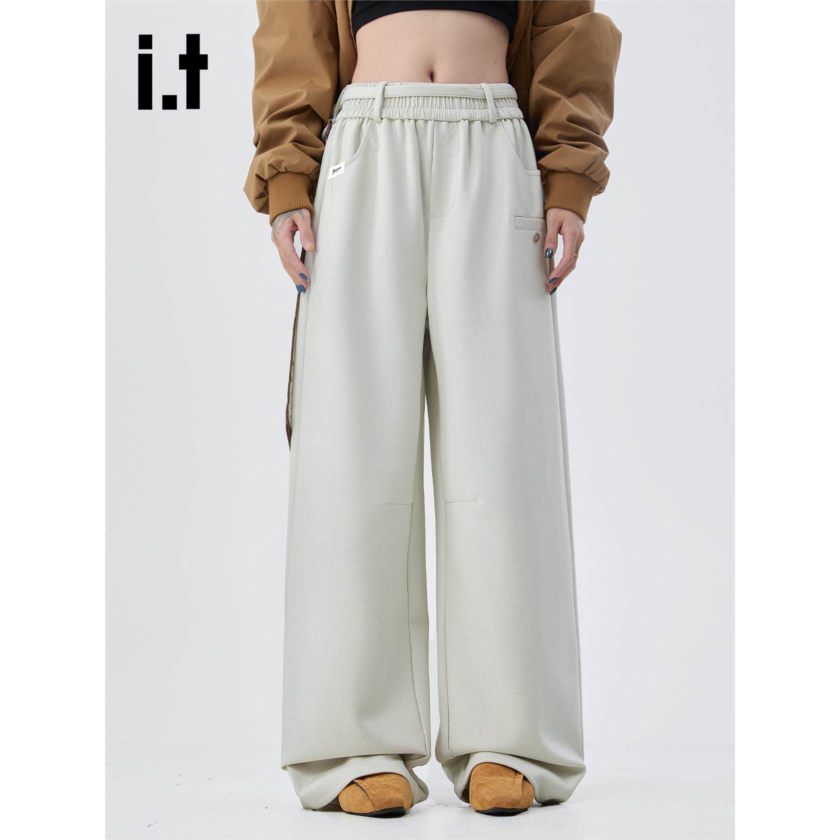 New Bcfauae NB高级感松紧腰垂坠感阔腿西装裤男女春秋款长裤