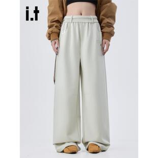 New Bcfauae NB高级感松紧腰垂坠感阔腿西装裤男女春秋款长裤