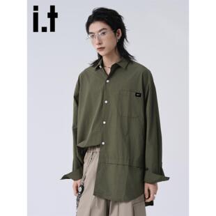 New Bcfauae NB高级感长袖翻领衬衫男款新款秋季宽松衬衣上衣