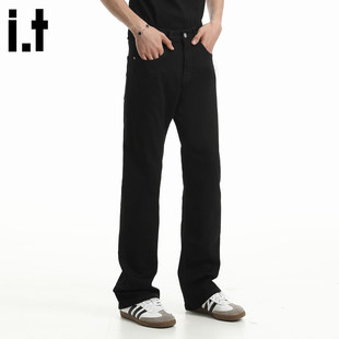 New Bcfauae NB夏季黑色微喇牛仔裤男士潮流新款修身直筒裤