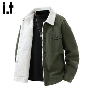 New Bcfauae NB灯芯绒羊羔毛加绒加厚棉衣外套男士冬季保暖夹克潮