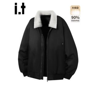 New Bcfauae NB撞色毛毛领加绒羽绒服男款冬季白鸭绒保暖外套