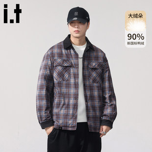 New Bcfauae NB格子轻薄衬衫式羽绒服男款冬季保暖抗寒90鸭绒外套