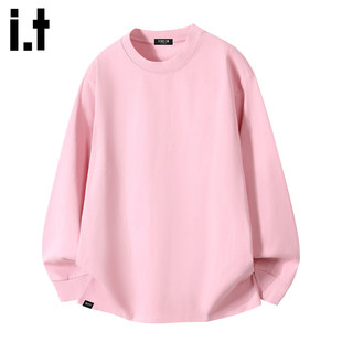 New Bcfauae NB粉色圆领长袖T恤男款秋冬宽松打底衫休闲上衣