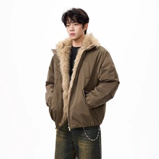 复古座山雕毛领结构棉服男女冬季 NB美式 宽松百搭飞行 Bcfauae New