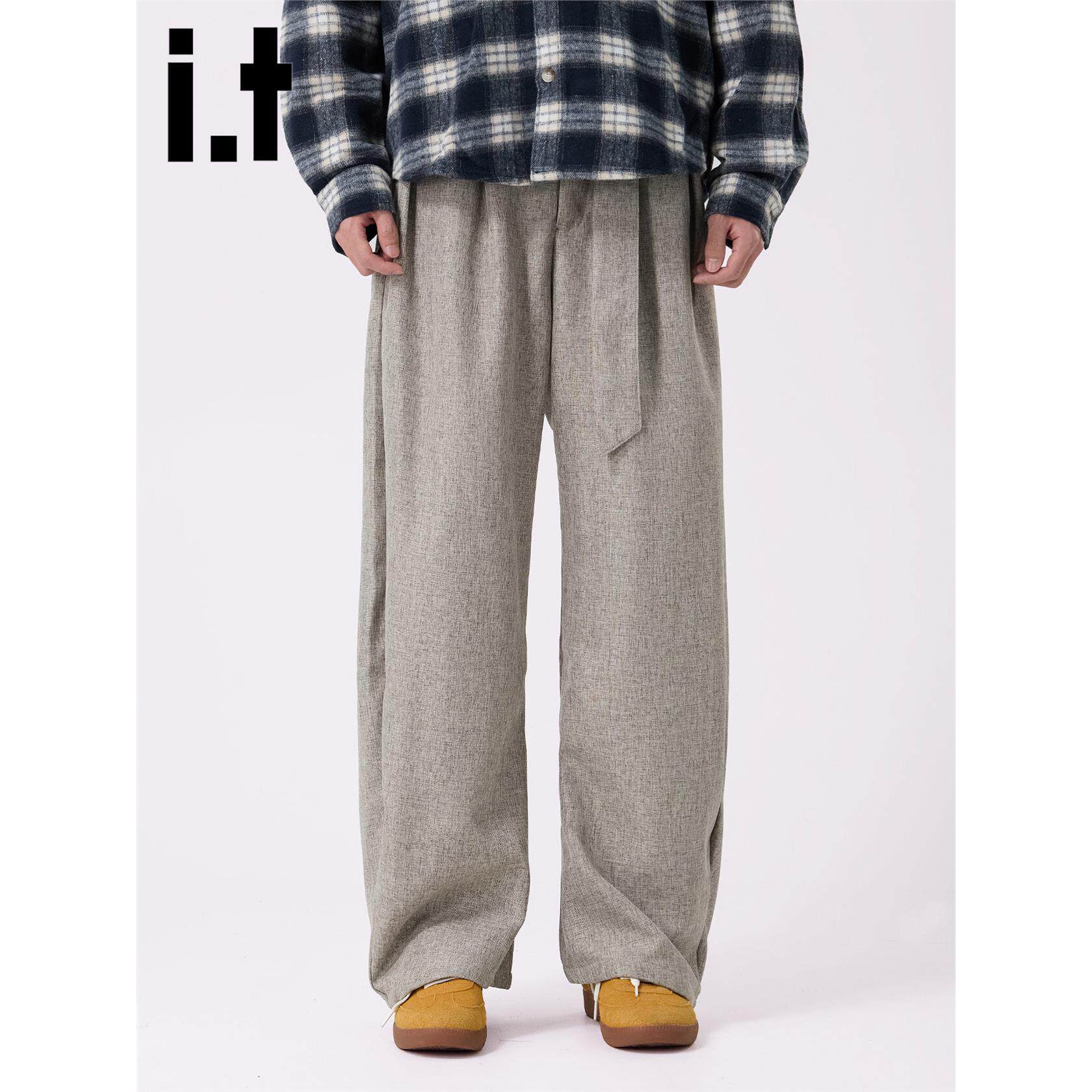 New Bcfauae NB痞帅飘带装饰西装裤宽松阔腿裤男款秋宽松长裤