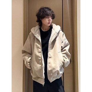 款 New 复古座山雕PU皮毛领情侣棉服男冬季 NB美式 棉衣外套 Bcfauae