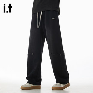 New Bcfauae NB高级感口袋弯刀卫裤男士秋冬宽松休闲阔腿长裤
