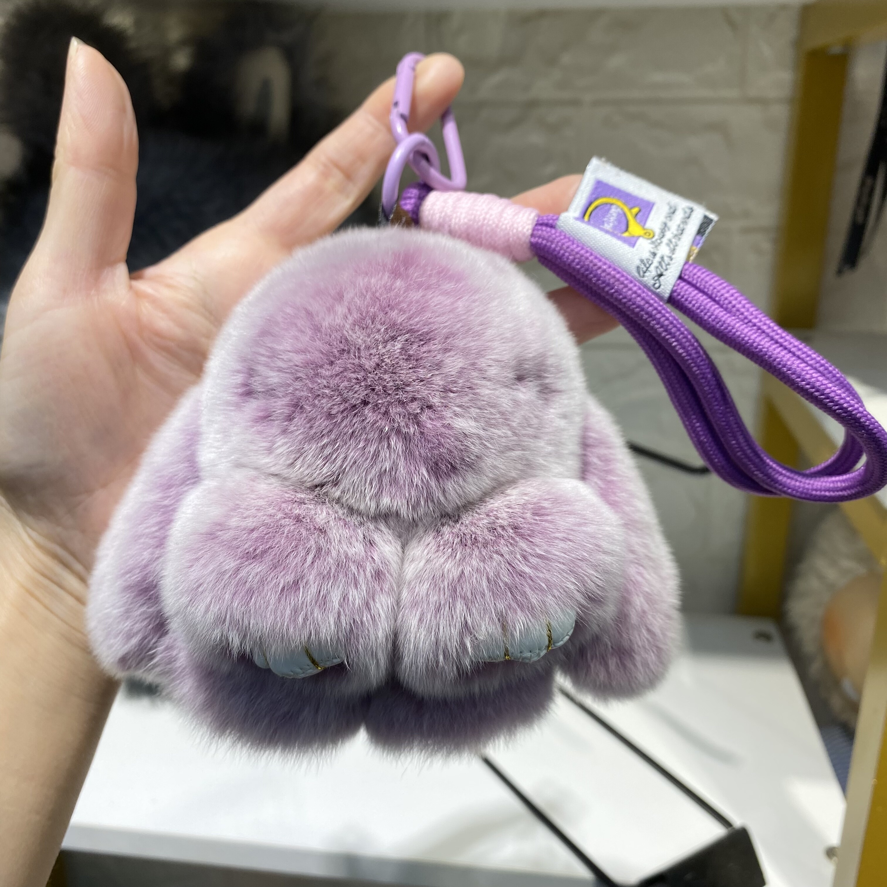 可爱獭兔毛小兔子车钥匙扣萌萌兔包挂件