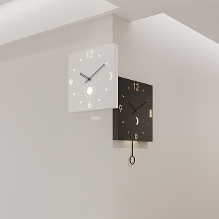 2026新款 饰钟表双面时钟静音挂表 现代简约客厅挂钟家用转角餐厅装