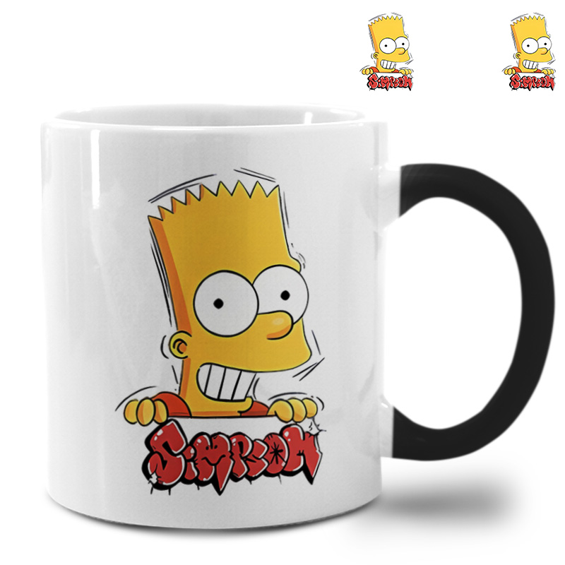 辛普森一家The Simpsons变色杯毕业礼物带盖勺复古马克杯陶瓷水杯