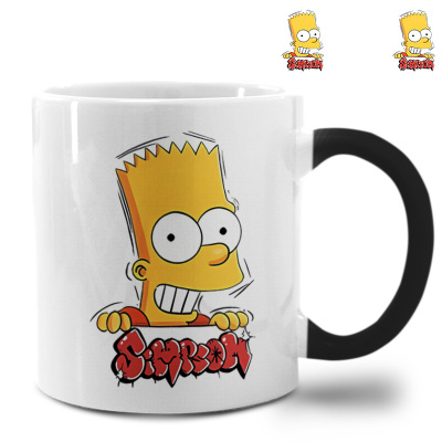 辛普森一家The Simpsons变色杯毕业礼物带盖勺复古马克杯陶瓷水杯